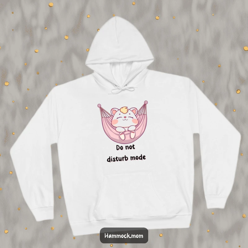 Funny Hoodie with a mom animal blissfully closing her eyes in a relaxing hammock, perfect for cozy moments.