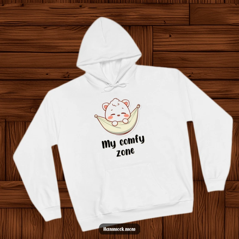 Funny hoodie displaying a cozy hammock animal character caught in a playful wink, perfect for adding a touch of humor to cold weather.
