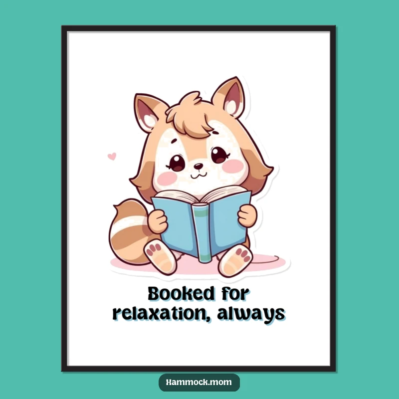 Free Printable Wall Art: Bookish Animal Character, Cozy Lounger Downloadable Art