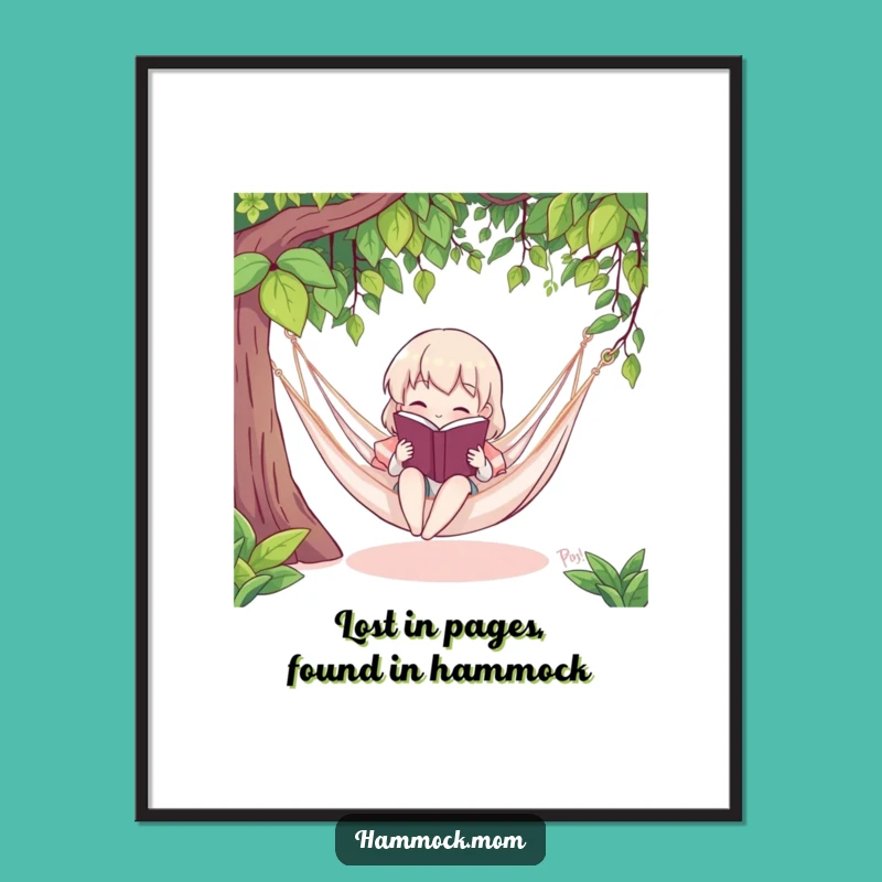 Free Printable Wall Art: Bookish Hammock Character Humor Downloadable Art