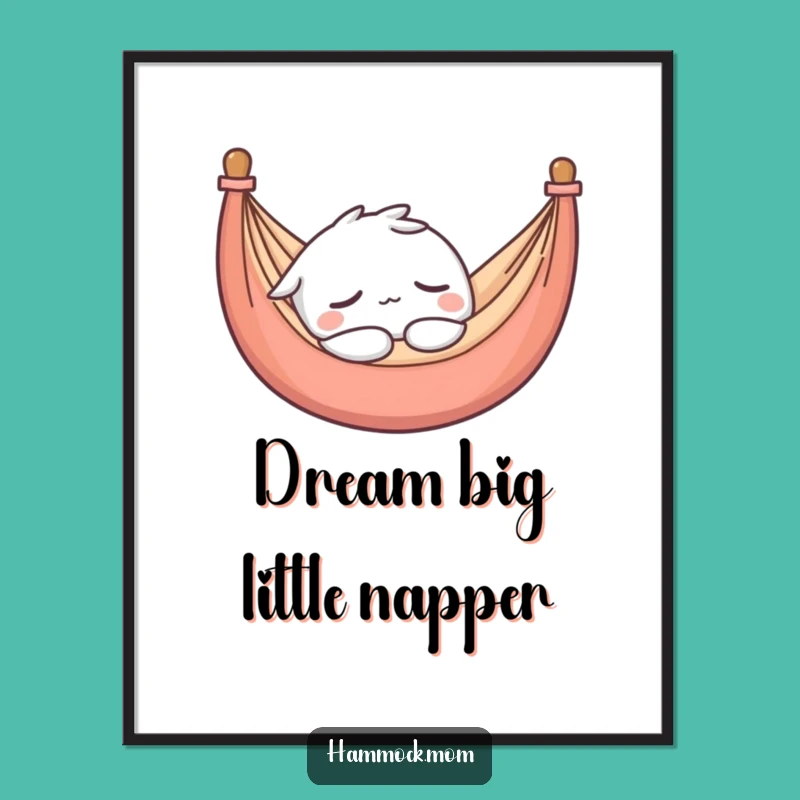 Free Printable Wall Art Kawaii Hammock Character Asleep Artistic Downloadable Decor