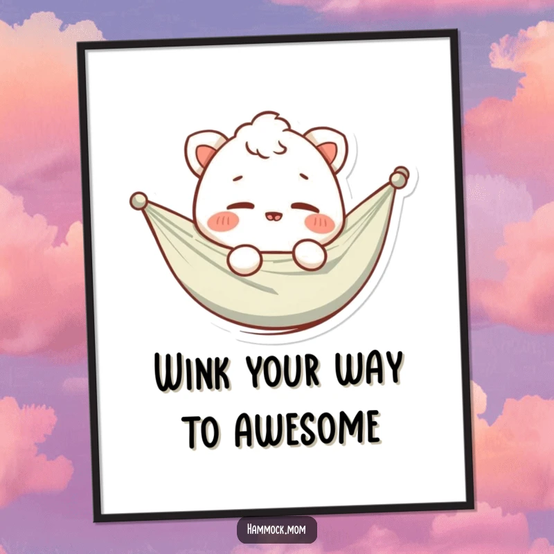 Funny Free Printable Wall Art: A charming hammock animal artistically winks, adding a playful vibe to any room.