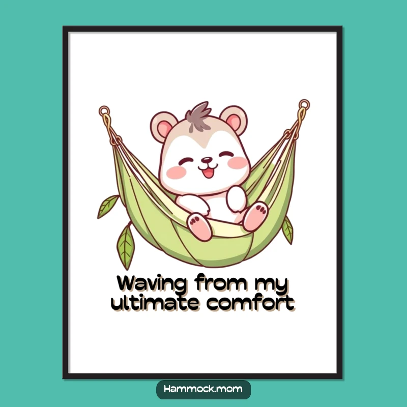 Funny Free Printable Hammock Wall Art: Waving Character, Hilarious Downloadable Art
