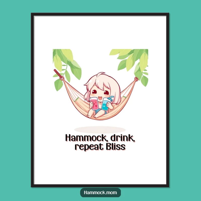 Free Printable Wall Art: Cool Drink Hammock Character Humor Downloadable Art