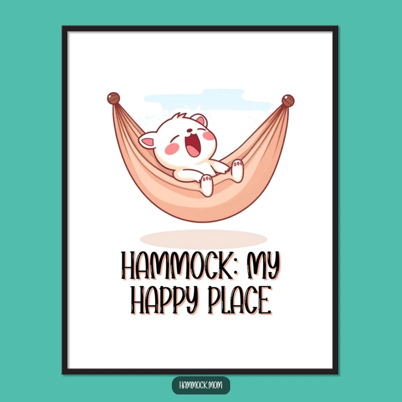 Funny Free Printable Hammock Wall Art: Yawning Character, Hilarious Downloadable Art