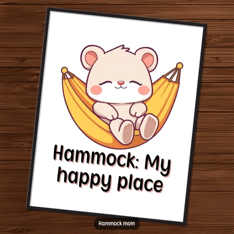 Funny Free Printable Wall Art featuring a content animal lounging in a brightly colored hammock, perfect for home decor.