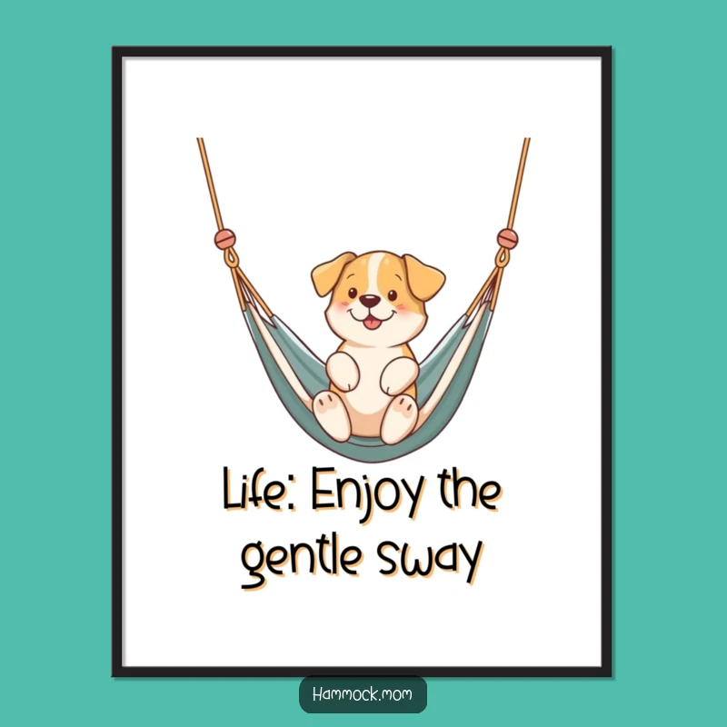 Free Printable Wall Art: Swinging Dog in Hammock - Relaxing Downloadable Decor