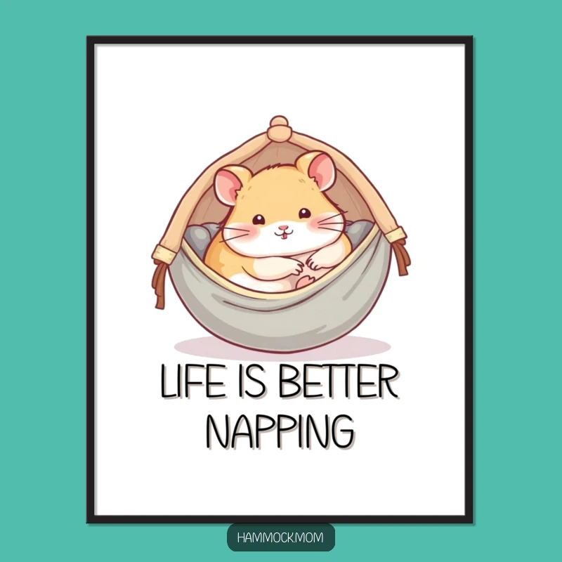 Free Printable Wall Art: Cozy Hamster Hammock Art - Downloadable Decor