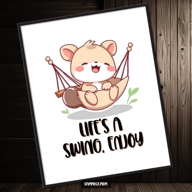 Funny Free Printable Wall Art of a playful animal giggling as its hammock tips, a hilarious downloadable decor piece.