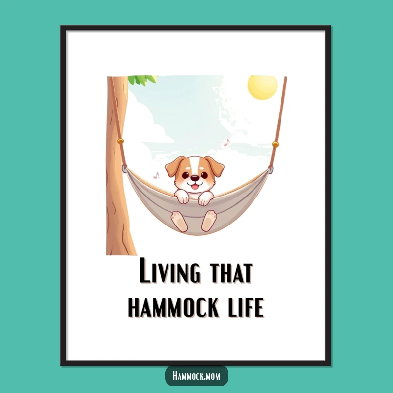 Funny Free Printable Wall Art: Sunny Hammock Dog Decor Downloadable Art