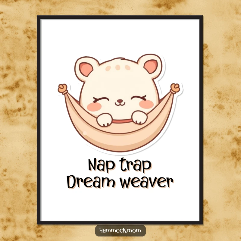 Funny Free Printable Wall Art: A hammock animal dreaming peacefully, radiating calm and humor, perfect for downloadable decor.