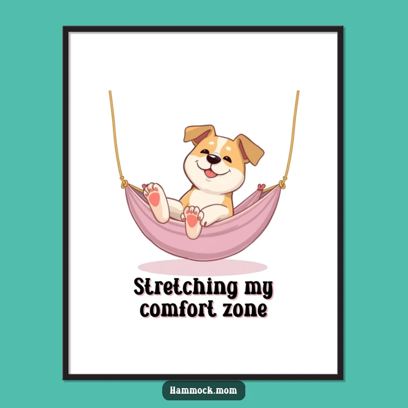Funny Free Printable Wall Art: Stretching Dog Hammock Decor Downloadable Art