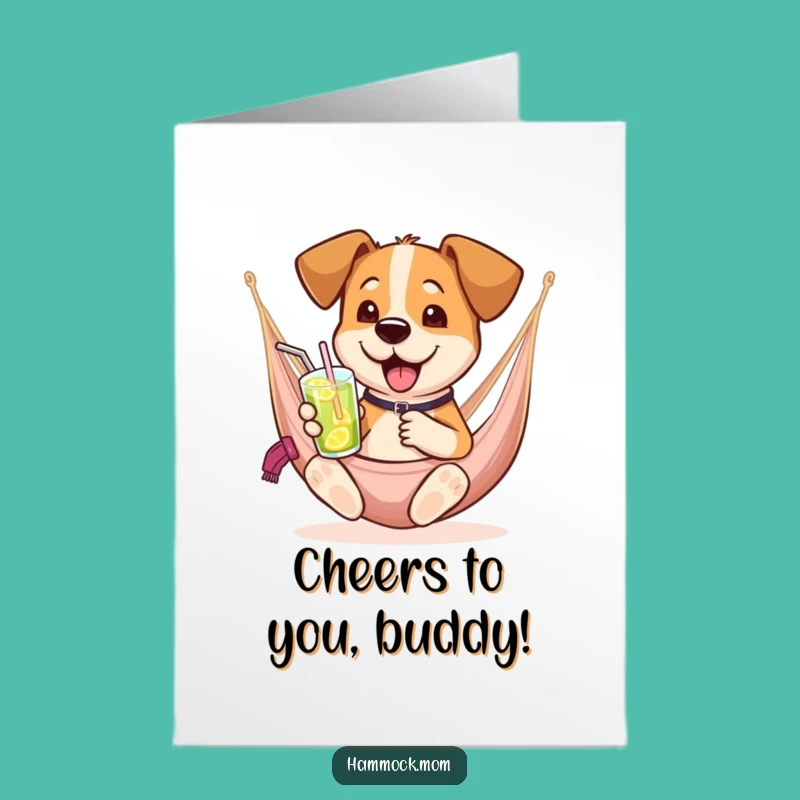 Free Printable Birthday Card: Dog Drink Hammock Funny Downloadable Gift