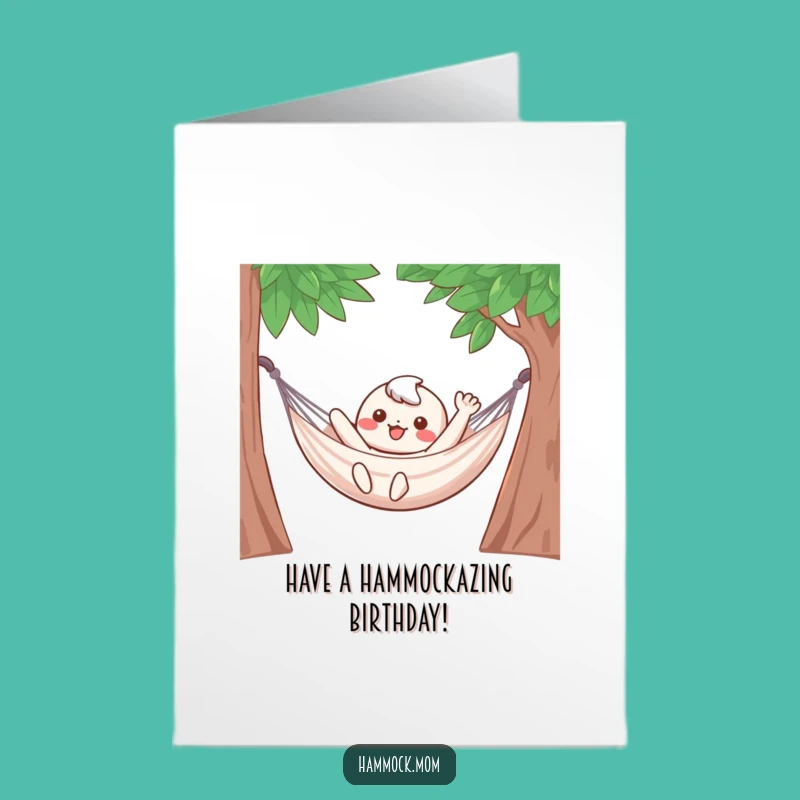 Free Printable Birthday Card: Funny Kawaii Hammock Character for a Relaxing Celebration!