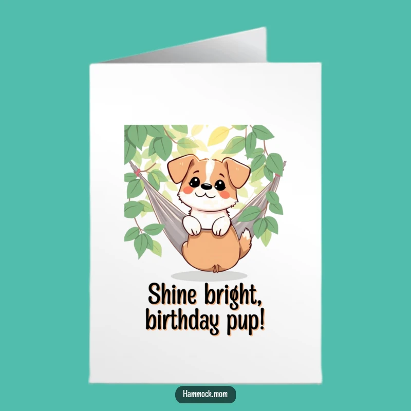 Free Printable Dog Birthday Card: Sunny Hammock Pup - Dappled Light Downloadable Gift