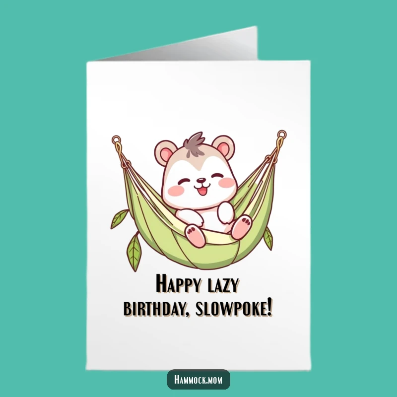 Free Printable Funny Hammock Birthday Card: Waving Character, Perfect Downloadable Gift