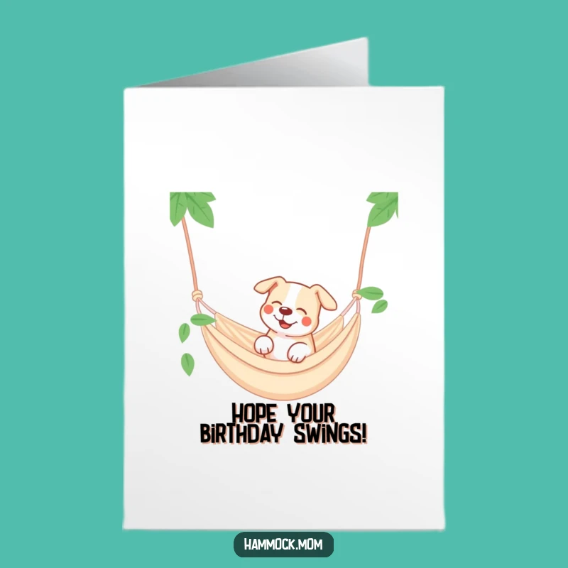 Free Printable Birthday Card: Dreamy Dog in Hammock - Relaxing Downloadable Gift