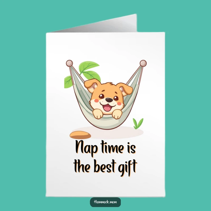 Free Printable Funny Dog Birthday Card: Relaxed Pup in Hammock - Hilarious Downloadable Gift