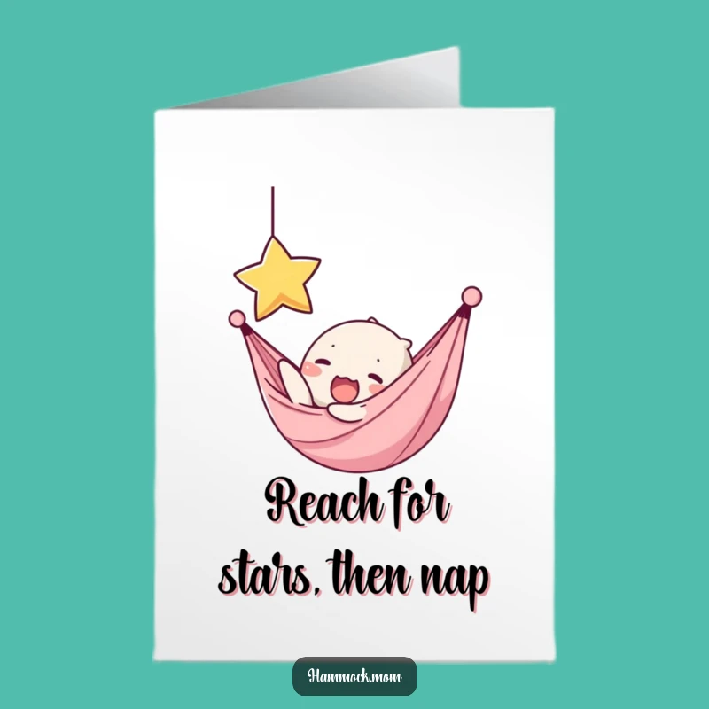 Free Printable Birthday Card Kawaii Hammock Yawning Star Funny Downloadable Gift