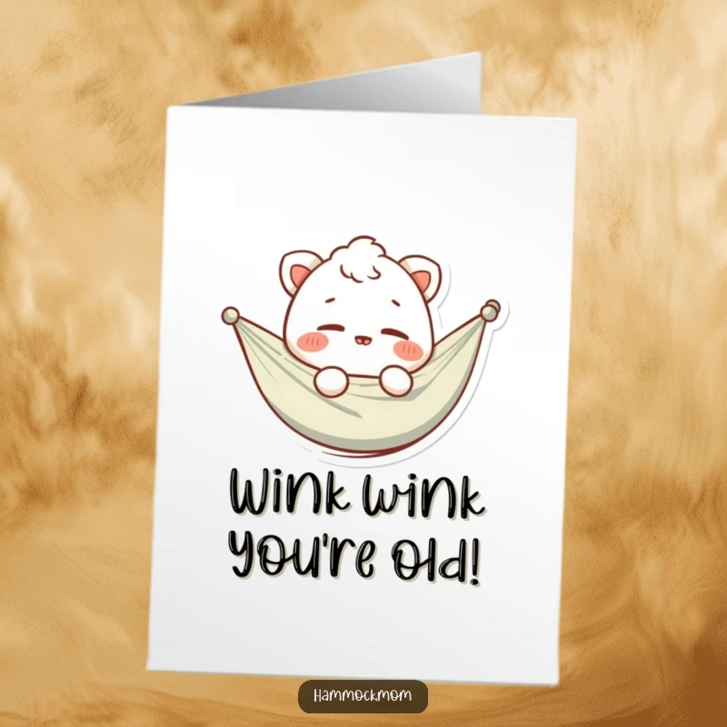 Funny Free Printable Birthday Card: A cute hammock animal winks slyly, a playful and humorous downloadable greeting.