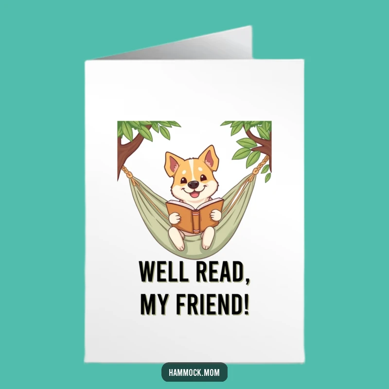 Free Printable Congrats Card: Bookish Dog Hammock Funny Downloadable Gift