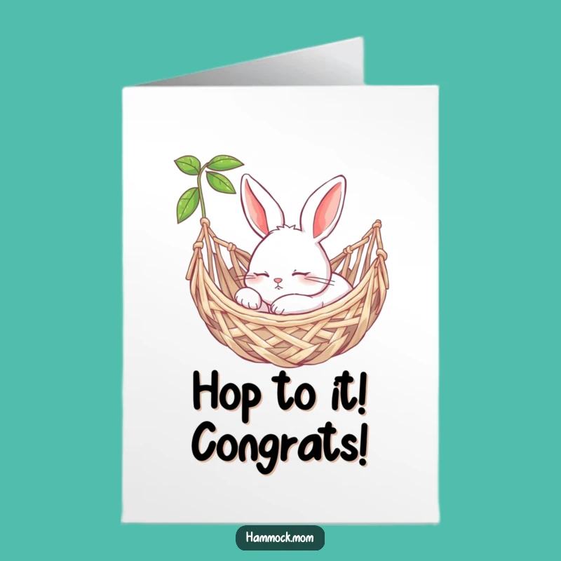 Free Printable Congrats Card: Bunny Hammock Rest, Relaxing Downloadable Gift
