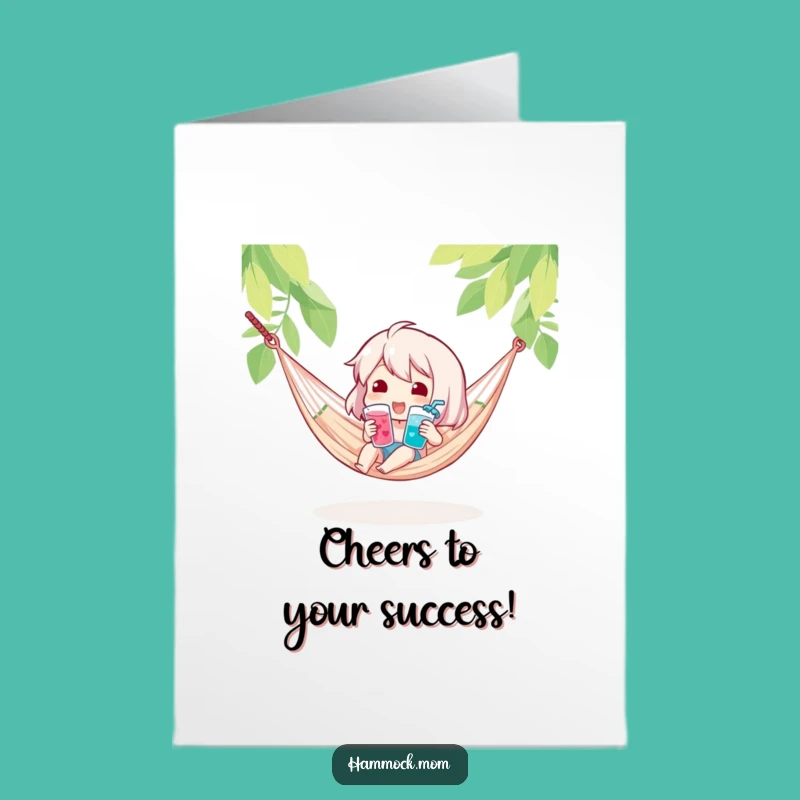 Free Printable Congrats Card: Hammock Drink Character, Festive Downloadable Gift
