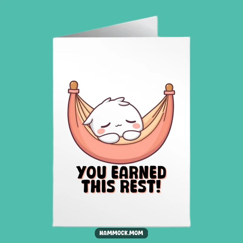 Free Printable Congrats Card Kawaii Hammock Character Asleep Humorous Downloadable Gift