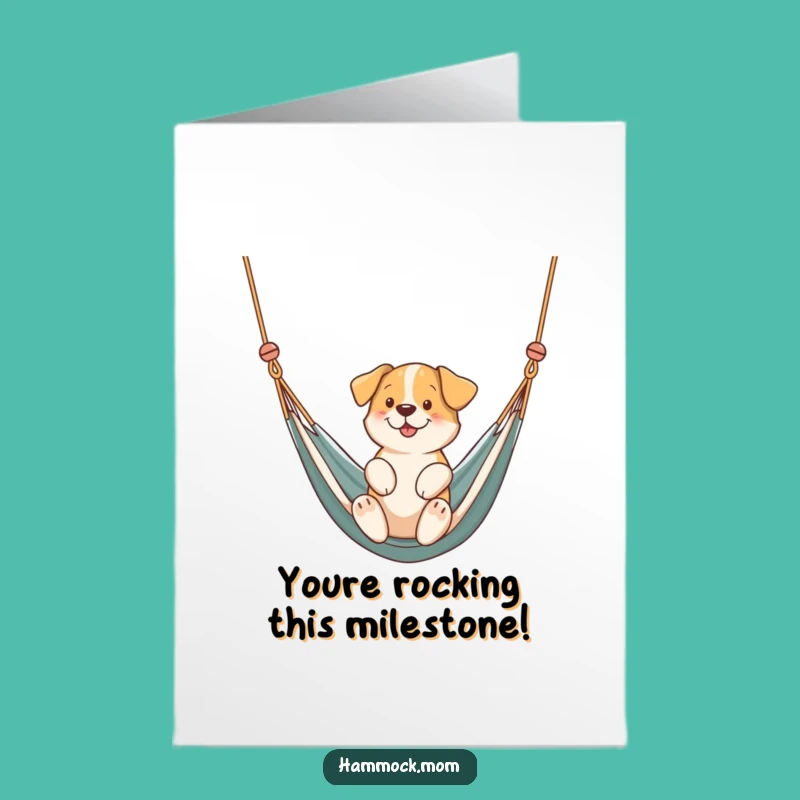 Free Printable Dog Congrats Card: Hammock Swinging Pup - Sweet Downloadable Gift