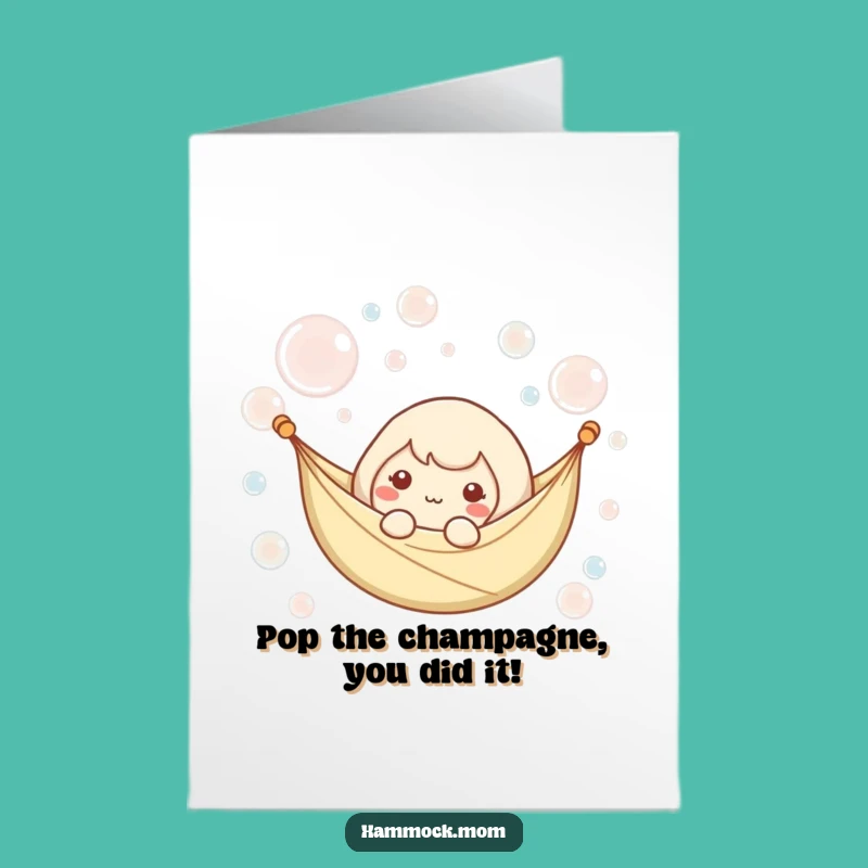 Free Printable Congrats Card Kawaii Hammock Bubbles Humorous Downloadable Gift