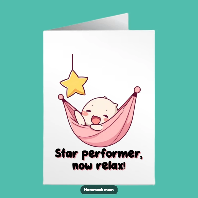 Free Printable Congrats Card Kawaii Hammock Yawning Star Humorous Downloadable Gift