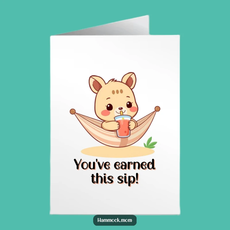 Free Printable Congrats Card: Cool Drink Hammock Animal, Celebratory Downloadable Gift