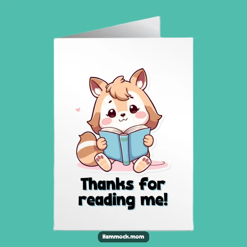 Free Printable Thank You Card: Bookish Animal Character, Grateful Lounger Downloadable Gift