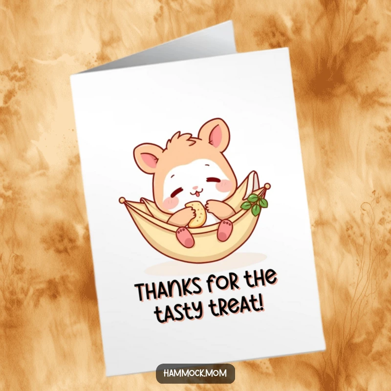 Funny Free Printable thank you card featuring a peaceful hammock mom animal snacking, a great downloadable gift.