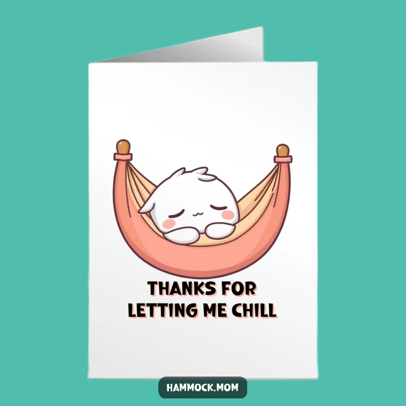 Free Printable Thank You Card Kawaii Hammock Character Asleep Funny Downloadable Gift