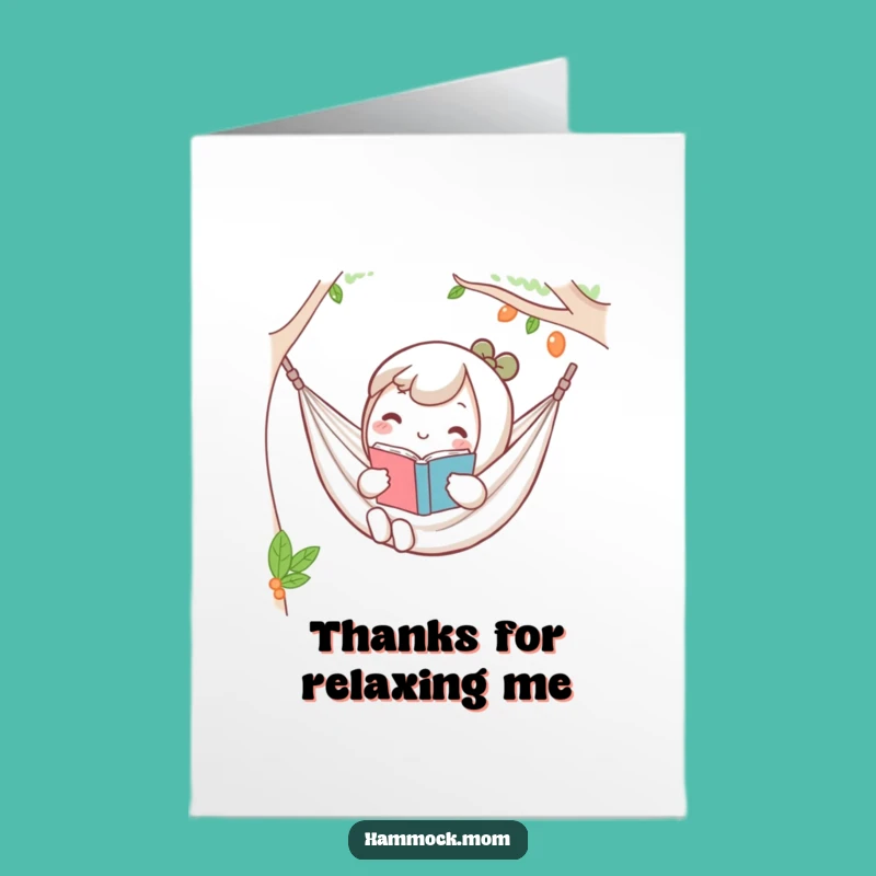 Free Printable Thank You: Grateful Kawaii Hammock Reader, Relaxed Thanks, Humorous Appreciation Gift
