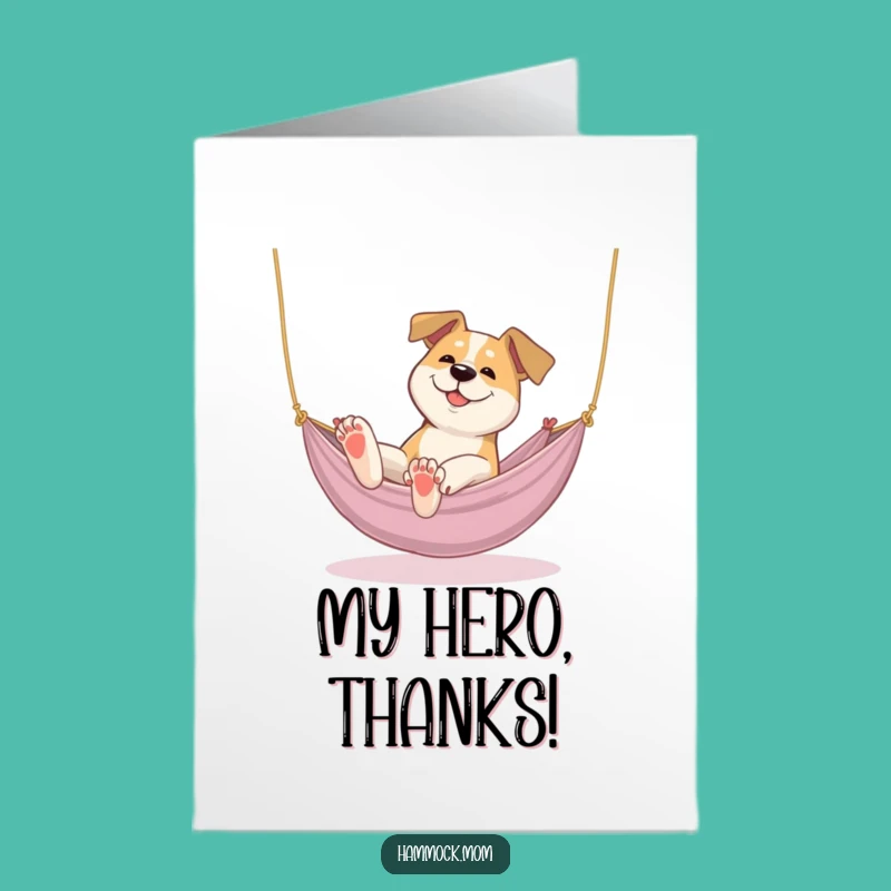 Free Printable Thank You Card: Stretching Dog Hammock Funny Downloadable Gift