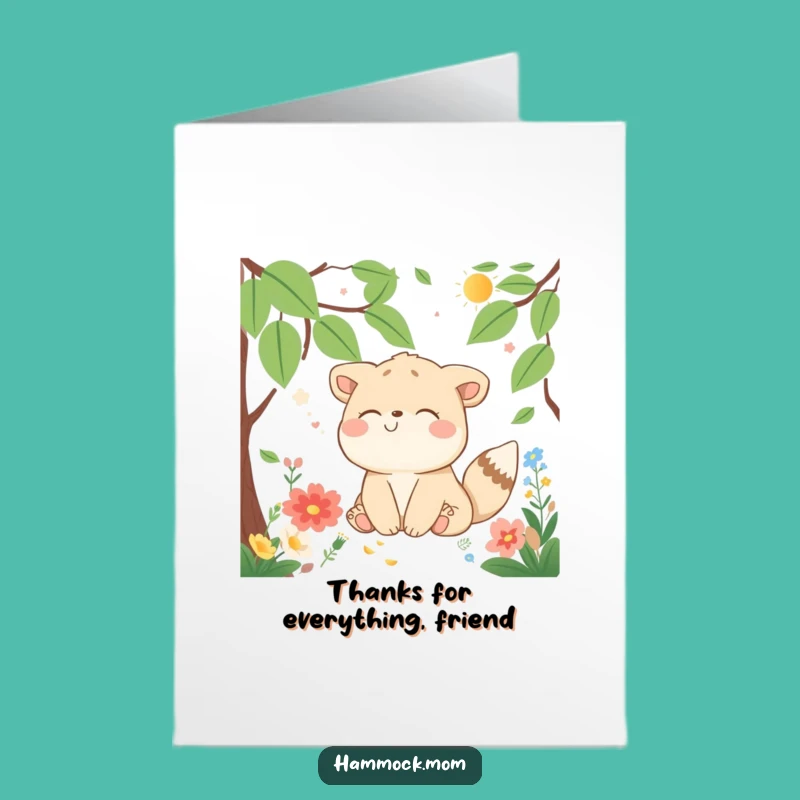 Free Printable Thank You Card: Grateful Dreaming Animal Nature - Downloadable Funny Gift