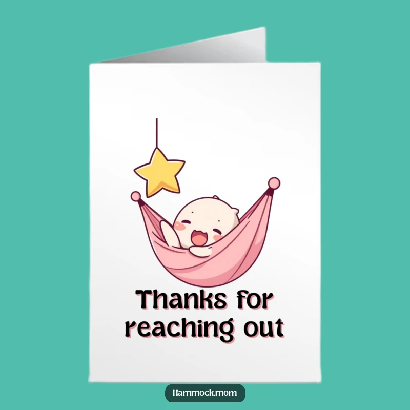 Free Printable Thank You Card Kawaii Hammock Yawning Star Funny Downloadable Gift