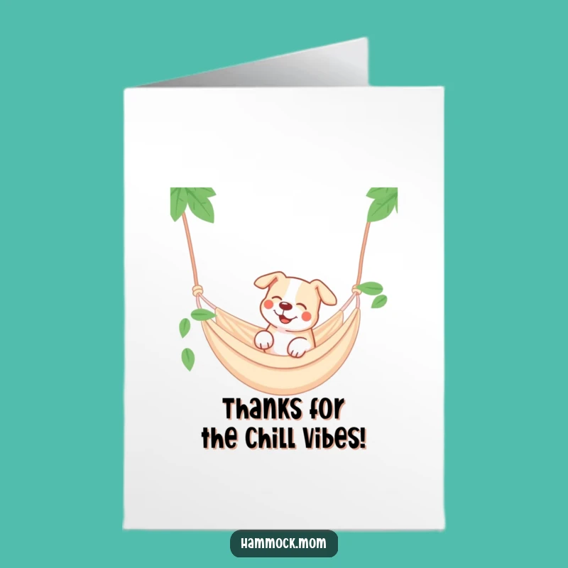Free Printable Thank You Card: Relaxed Hammock Dog - Downloadable Gift