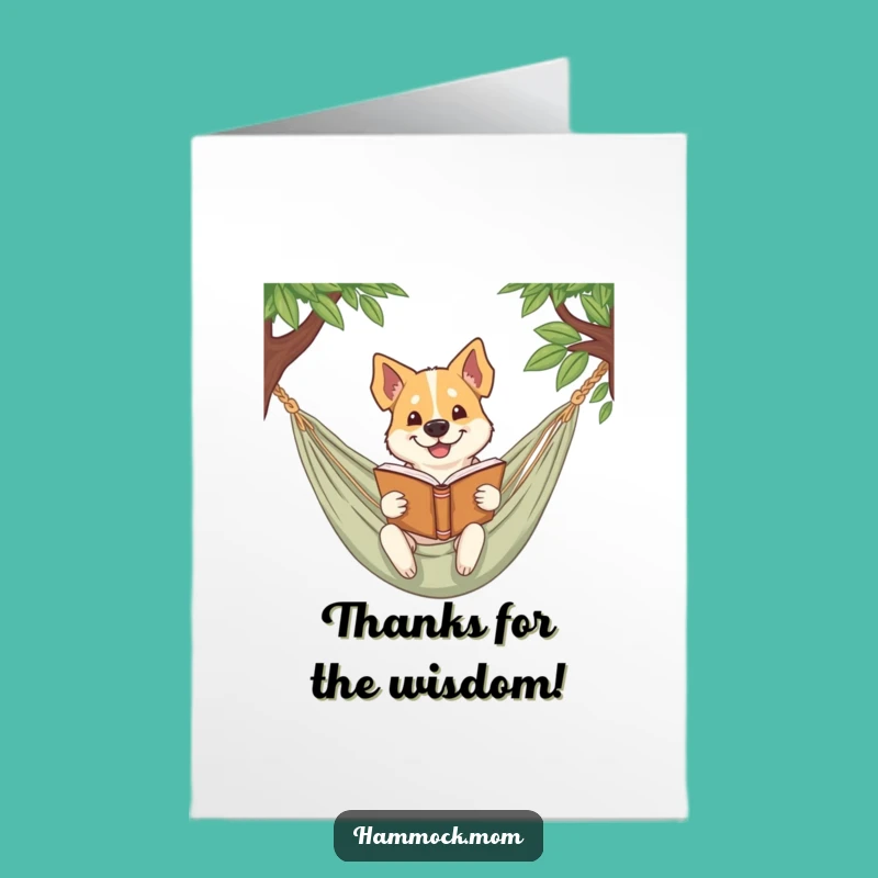 Free Printable Thank You Card: Bookish Dog Hammock Funny Downloadable Gift