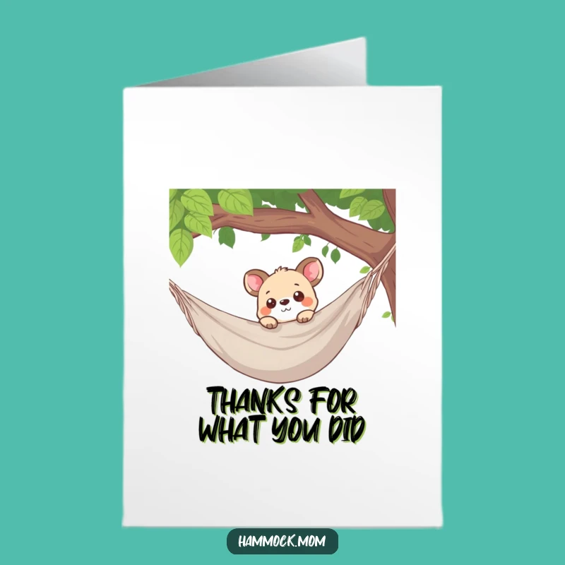 Free Printable Thank You Card: Curious Hammock Animal - Funny Downloadable Peek