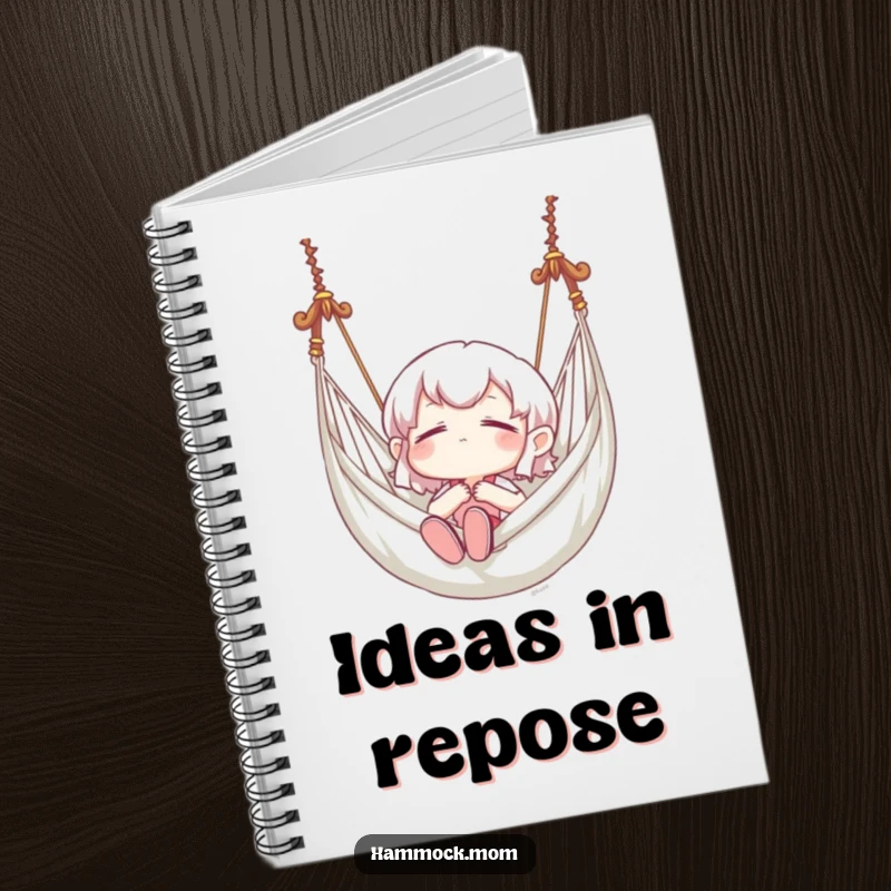 Funny notebook cover featuring a character blissfully swinging in a hammock, perfect for journaling peaceful thoughts with humor.