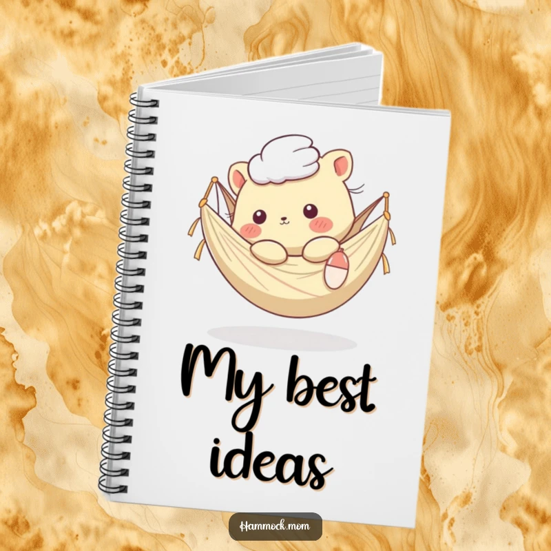 Funny Kawaii Animal Notebook: Cover features a creature in a hammock, breeze rustling fur, inspiring calm and humor for note-taking.