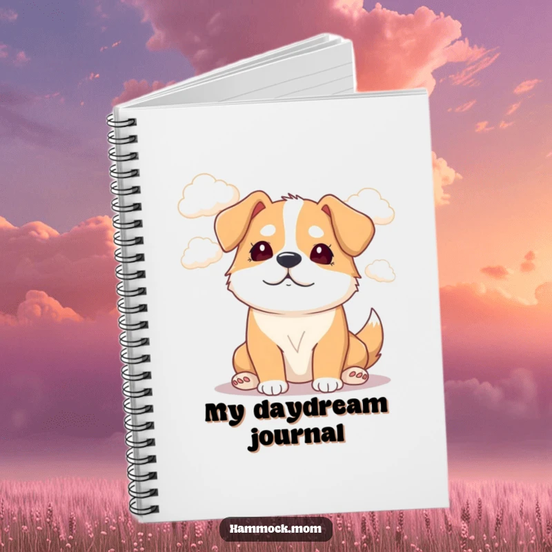 Funny Mama Dog Notebook: A mama dog with a dreamy look gazes at clouds, perfect for journaling funny thoughts.