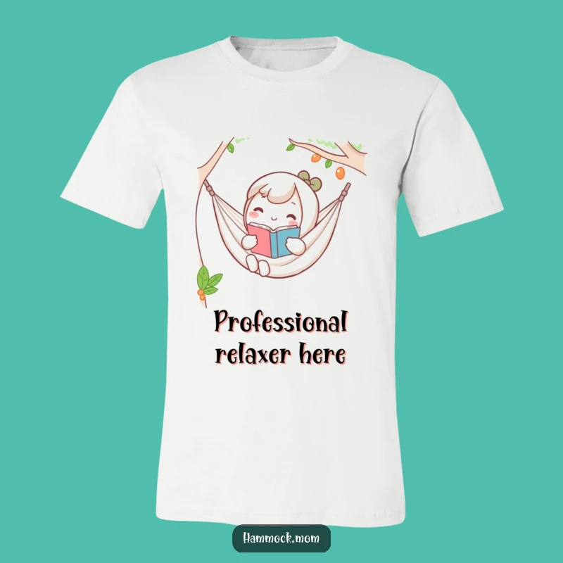 Funny Kawaii Hammock T-Shirt: Relaxed Reader Character Chill Tee Gift
