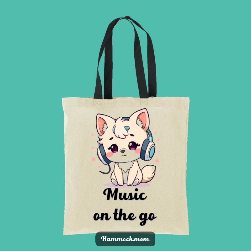 Funny Music Tote Bag: Animal with Headphones, Practical Gift