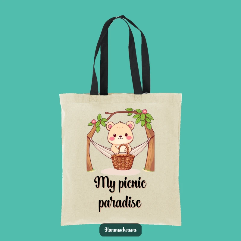 Funny Picnic Tote Bag: Hammock Scene, Outdoor Adventure Gift